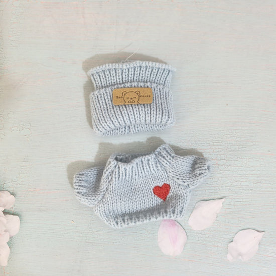 Blue Loving Heart – Bear Hat & Sweater Set