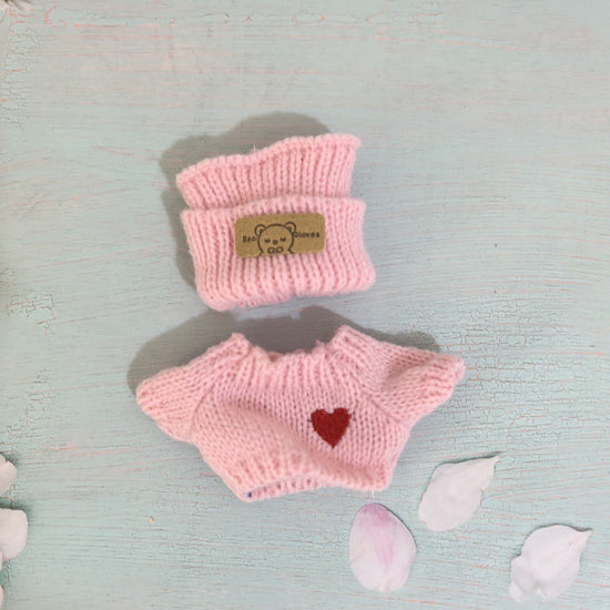 Pink Love Heart – Bear Hat & Sweater Set
