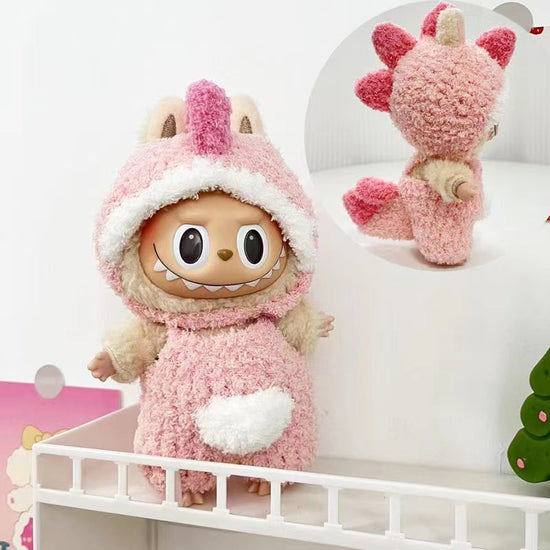 Pink Dino Cloud Velvet Suit – Pastel Prehistoric Fun
