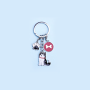 Cute puppy metal keyring